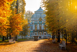 Hermitage pavilion in autumn foliage in Catherine park, Pushkin (Tsarskoe Selo), Saint Petersburg, Russia