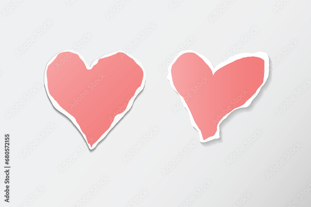 vector illustration of a love-shaped piece of paper