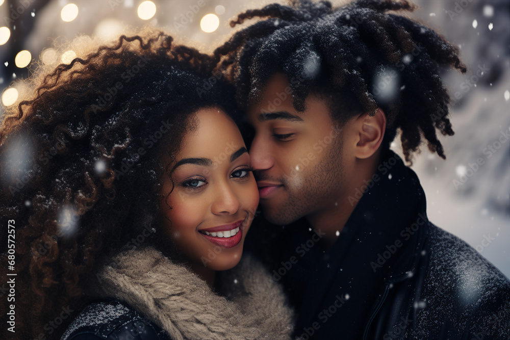 Made with Generative AI picture of adorable couple new year season celebrations portrait Made with Generative AI picture of adorable couple new year season celebrations portrait