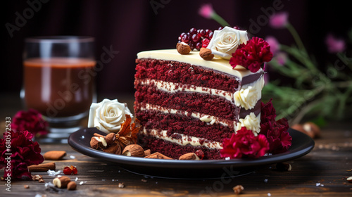 cake with roses HD 8K wallpaper Stock Photographic Image