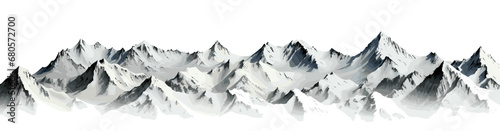 Rocky mountain vector shapes clipart on white background. Wide panoramic view. 
