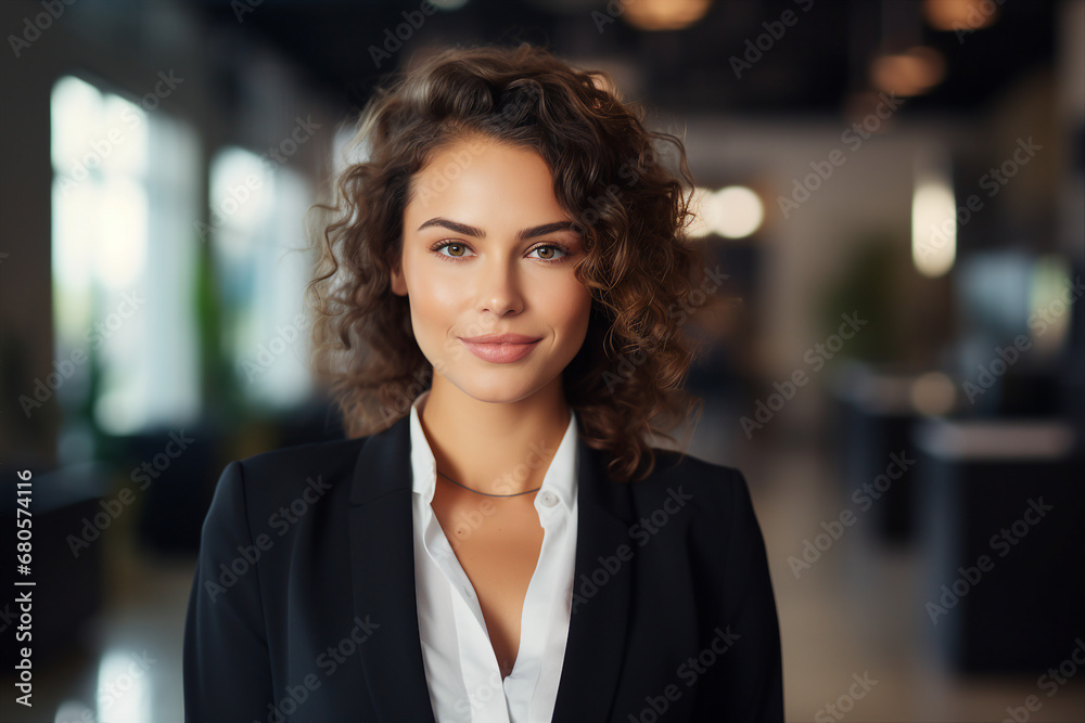 Generative AI portrait of gorgeous office worker young female woman business meeting