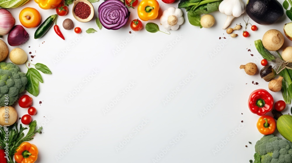 fresh vegetables white background for text. fresh vegetables white background for text.