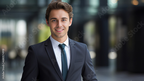 portrait of a young businessman smiling in to the camera