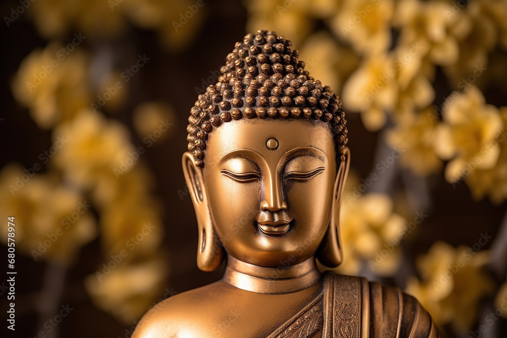 closeup of Buddha statue in buddhist temple