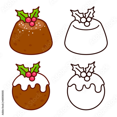 Christmas pudding cartoon drawing