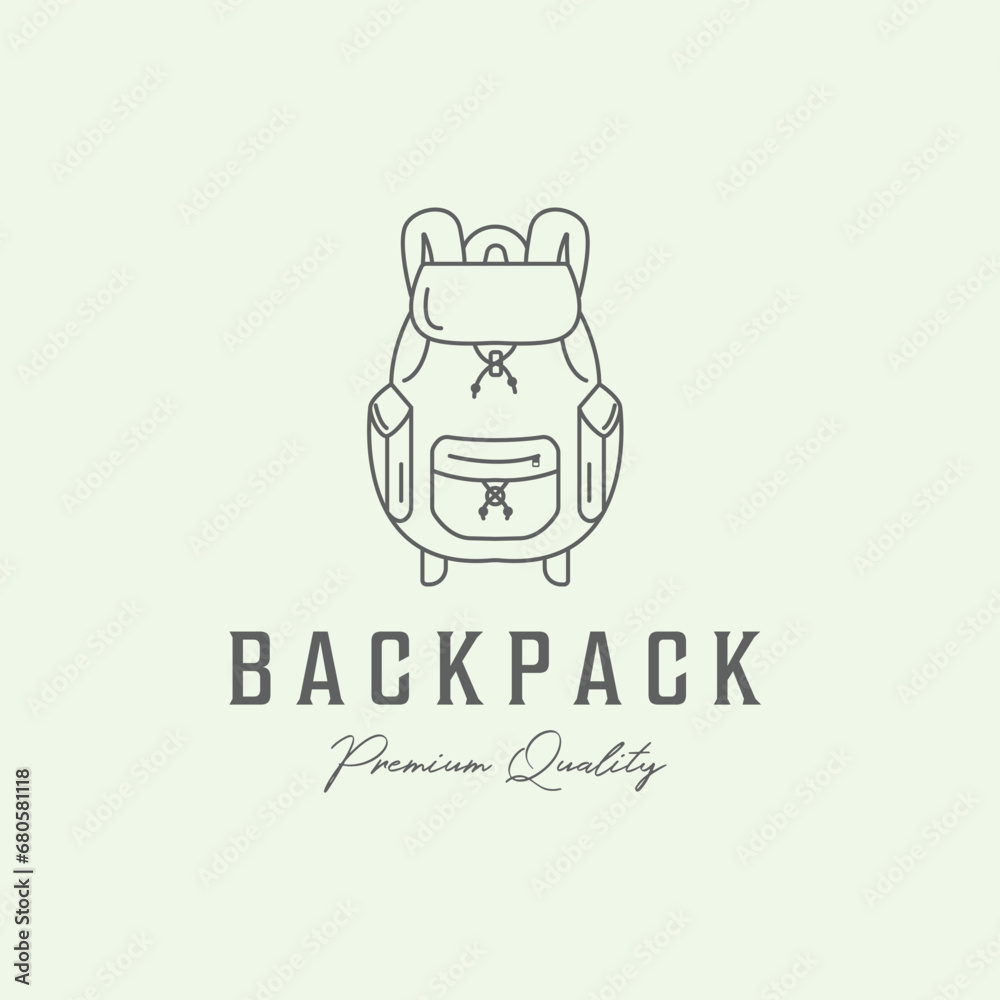 Obraz premium backpack icon logo line art minimalist illustration design