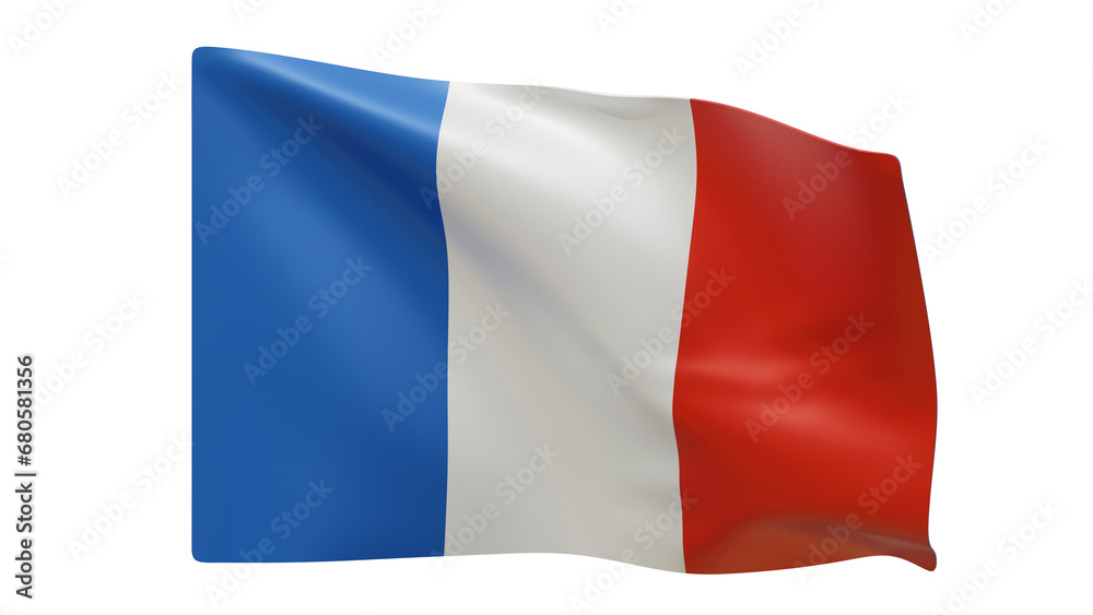 France flag realistic 3d render isolated, french flag isolated, french flag background France flag realistic 3d render isolated, french flag isolated, french flag background