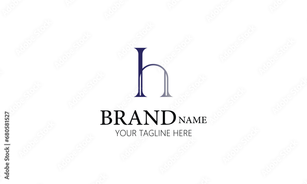 h creative brand minimal blue gray gradient color company logo design  for all kind of business.