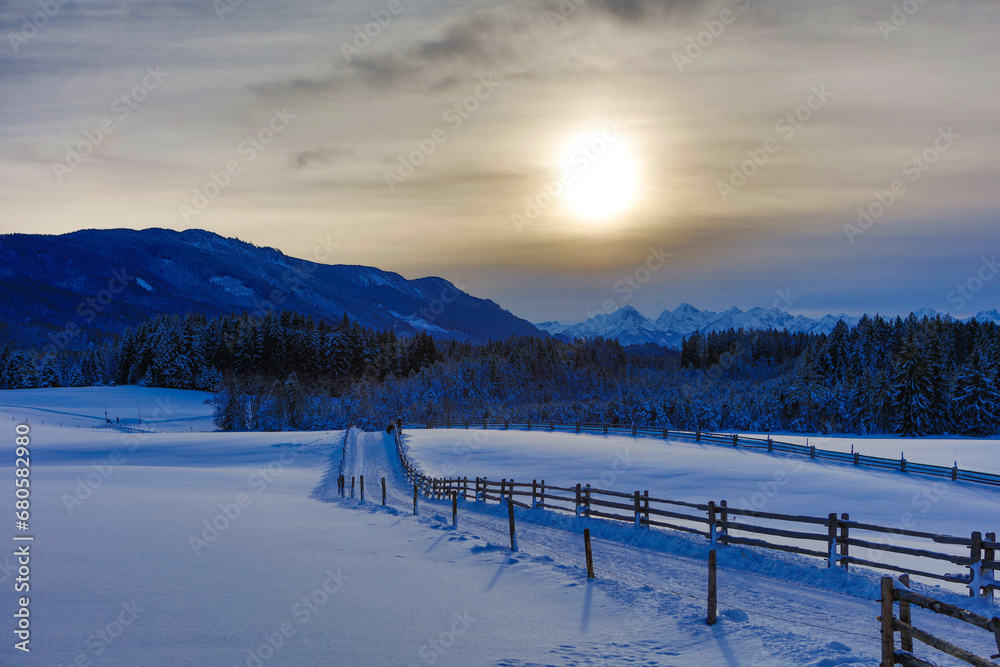 Naklejka premium Germany winter Bavarian landscape