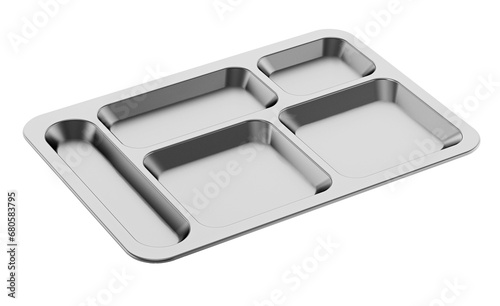 Metal table d'hote tray isolated on transparent background. 3D illustration