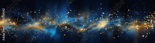 Super Ultrawide Abstract Festive Dark Blue Background With Golden Sparkles Wallpaper