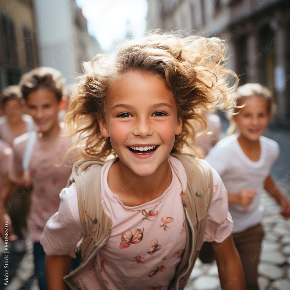 portrait of a girl having fun at dancing on a street portrait of a girl having fun at dancing on a street
