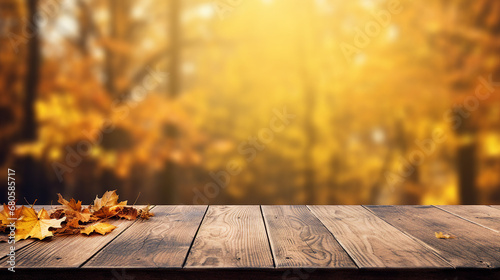 Fall Table Setting with Wooden Background and Autumn Colors © Spear
