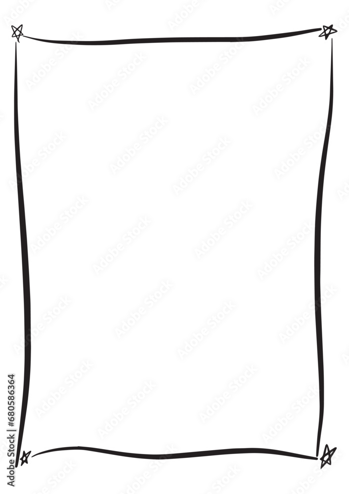 Star frame border, hand drawn vertical abstract decorative vintage doodle element for design in vector illustration Star frame border, hand drawn vertical abstract decorative vintage doodle element for design in vector illustration