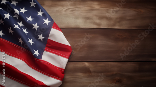 United States National Holidays. American or USA Flag on wood background, President Day concept