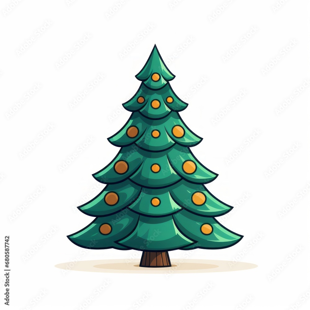 Vector-Style Christmas Tree With Decorative Ornaments 59