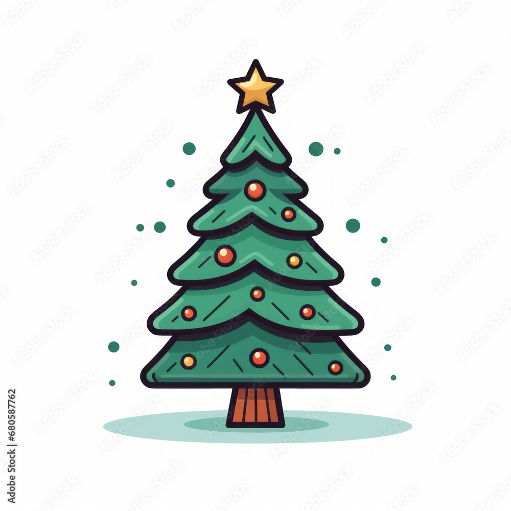 Vector-Style Christmas Tree With Decorative Ornaments 78