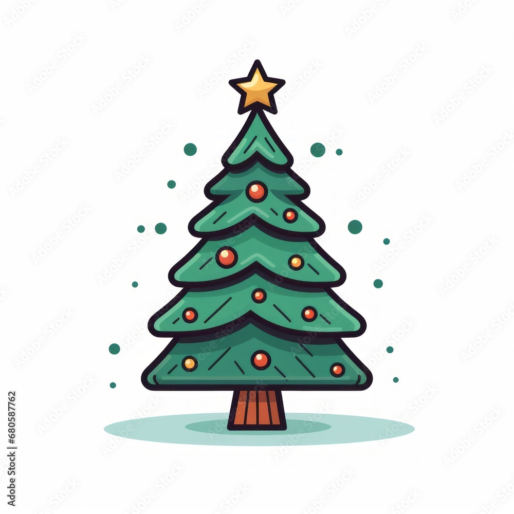 Vector-Style Christmas Tree With Decorative Ornaments 78 Vector-Style Christmas Tree With Decorative Ornaments 78