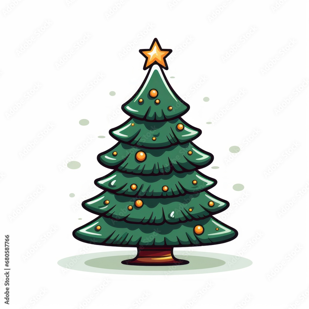 Vector-Style Christmas Tree With Decorative Ornaments 64