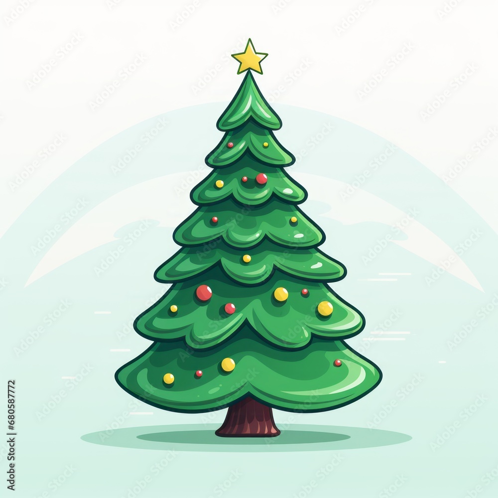 Vector-Style Christmas Tree With Decorative Ornaments 80