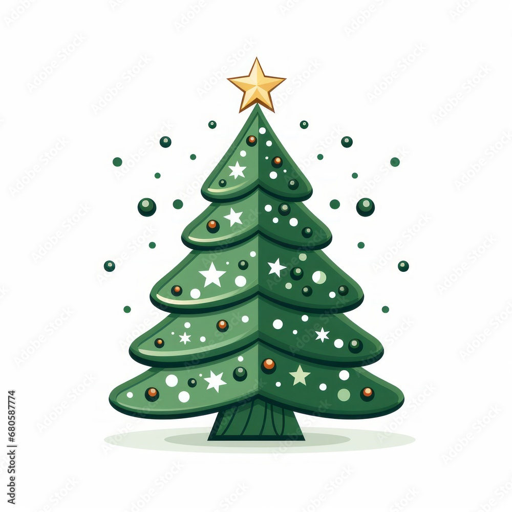 Vector-Style Christmas Tree With Decorative Ornaments 74 Vector-Style Christmas Tree With Decorative Ornaments 74