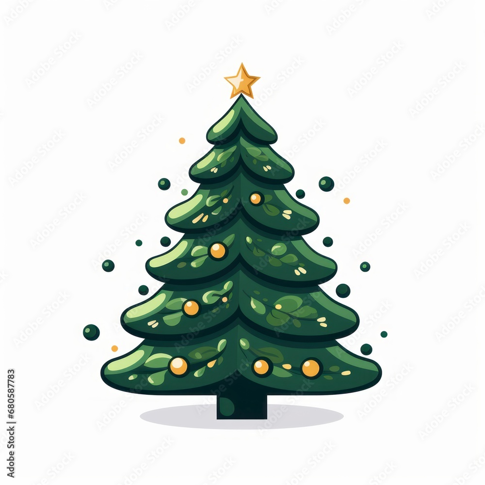 Vector-Style Christmas Tree With Decorative Ornaments 48