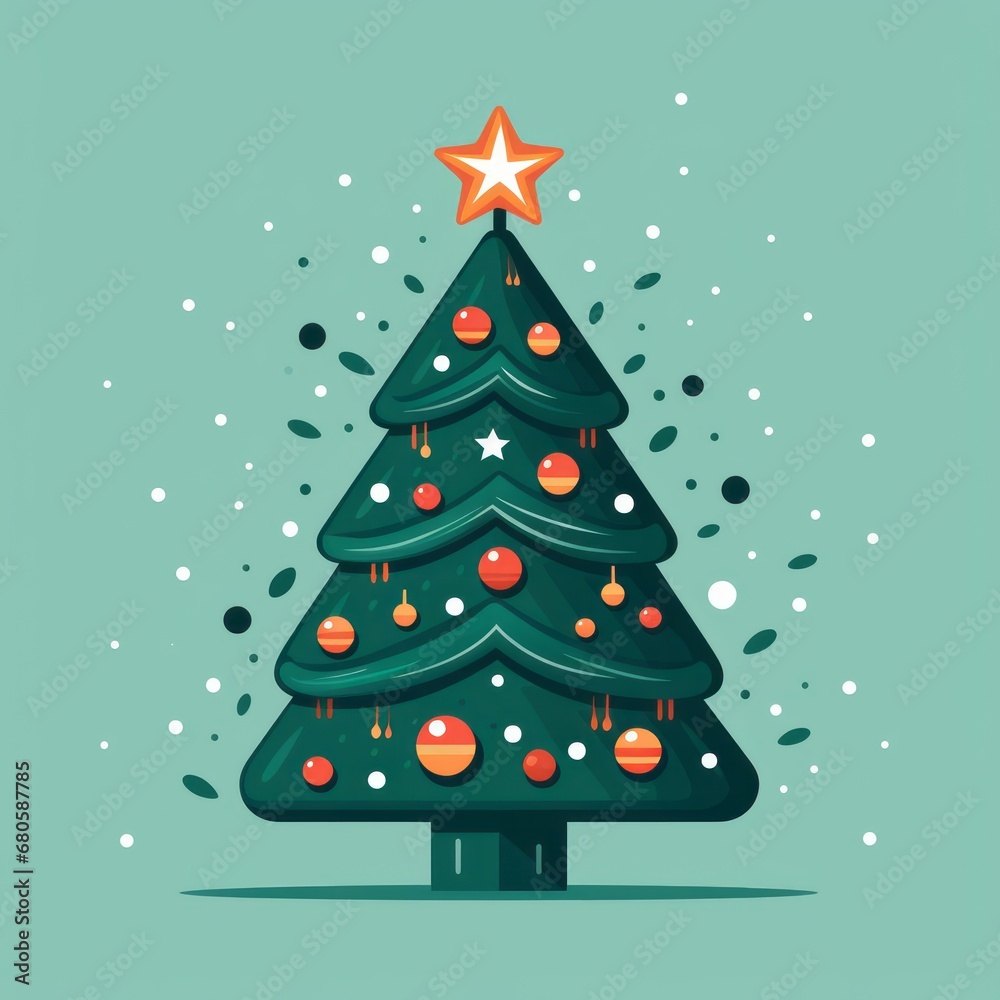 Vector-Style Christmas Tree With Decorative Ornaments 46