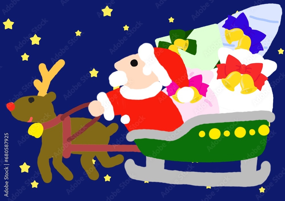 Naklejka premium santa claus プレゼントを配るサンタクロース