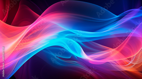 Color visualization of energy flow. Bright abstract background with curving multi-colored wave lines. Interweaving of early color waves
