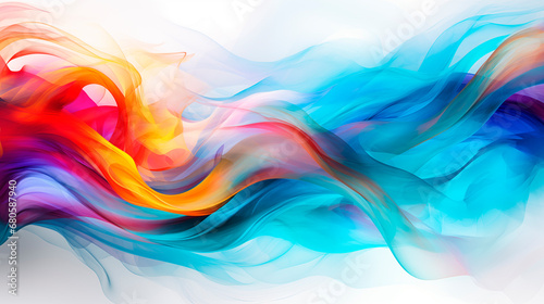 Color visualization of energy flow. Bright abstract background with curving multi-colored wave lines. Interweaving of early color waves