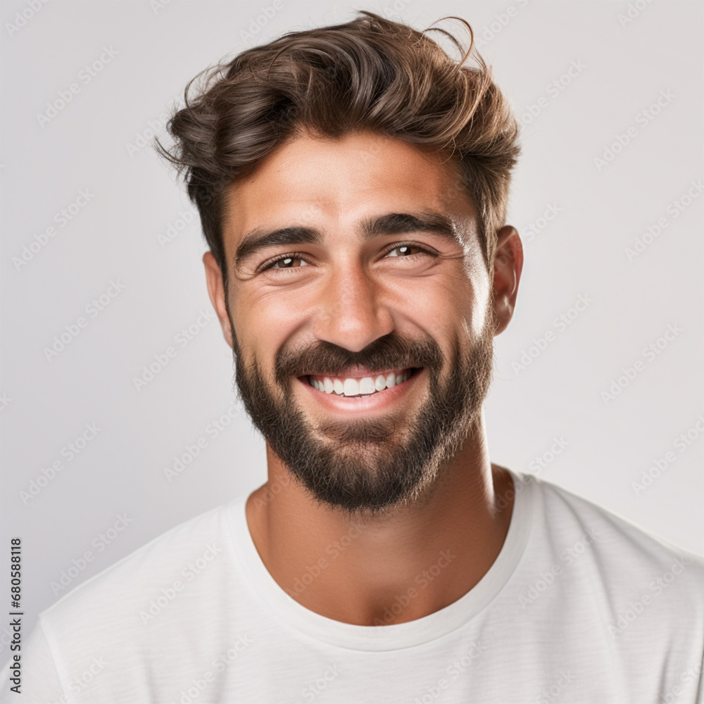 Studio portrait of a man headshot with white background Studio portrait of a man headshot with white background