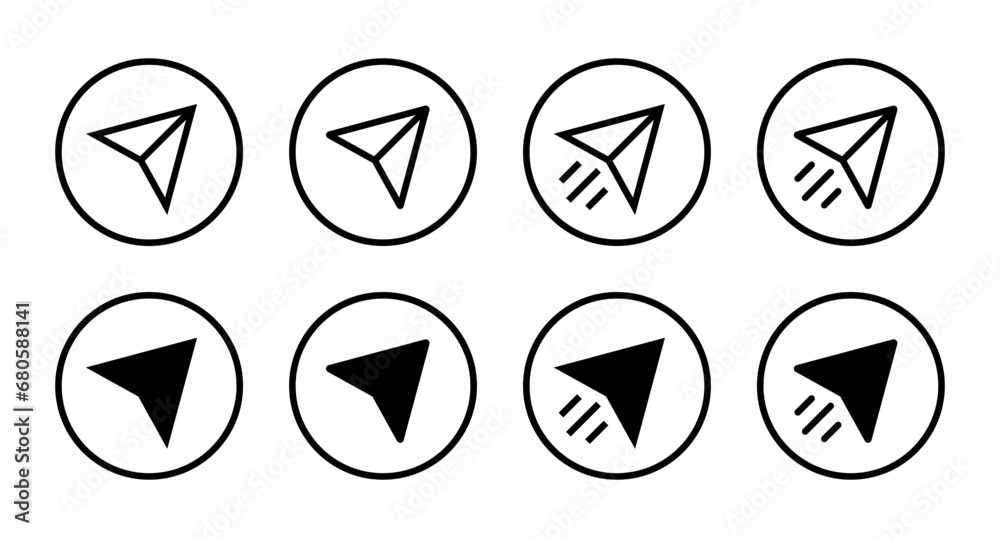 Paper plane, share icon vector in circle line Paper plane, share icon vector in circle line