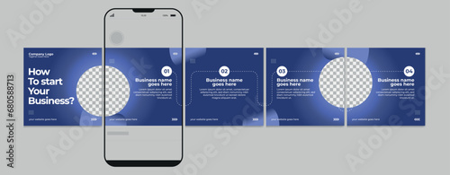 Set of Linkedin Carousel Post, editable social media Instagram carousel post, modern and creative business carousel post template, eps 10.