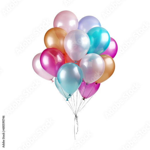 clear pink blue gold pastel balloons isolated on transparent background cutout