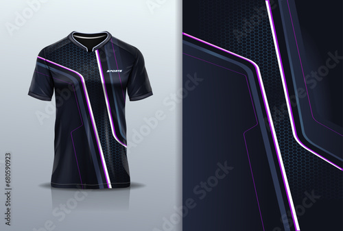 Sport jersey template mockup stripe modern design for football soccer, racing, running, e sports, blue black color