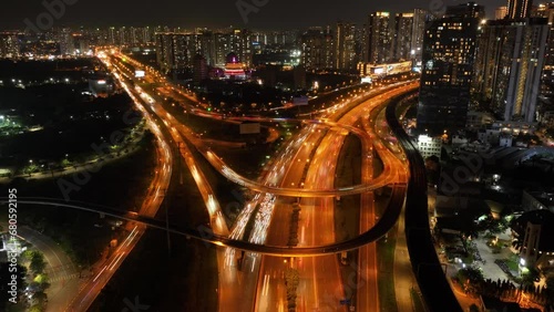 Timelapse Rach Chiec bridge, gateway into Ho Chi MInh City . photo