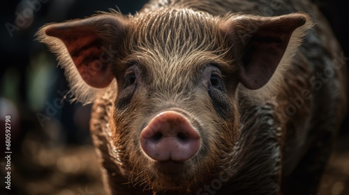 Close up of a young pig in a farm. Focus on the nose. Wildlife concept. Farming Concept. © John Martin