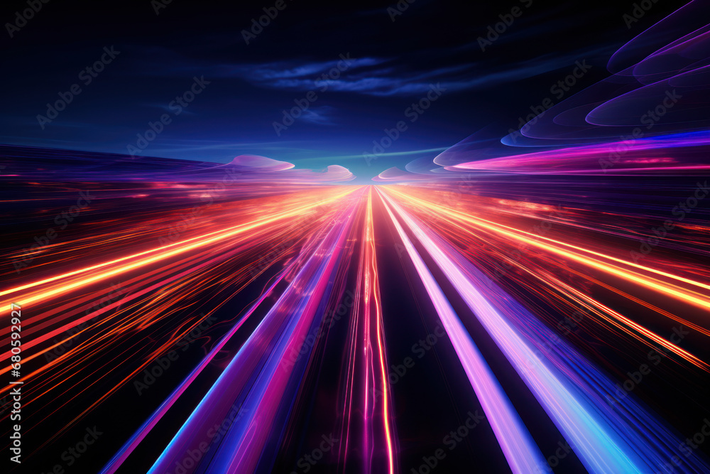 Neon Light Trails and Speed Tracks Neon Light Trails and Speed Tracks