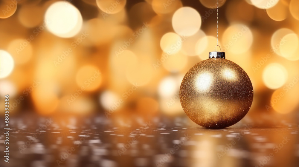 Fototapeta premium Christmas ball golden bokeh motion blur modern background