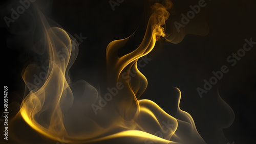 gold yellow smoke dark background mysterious magic surprise blurred magical