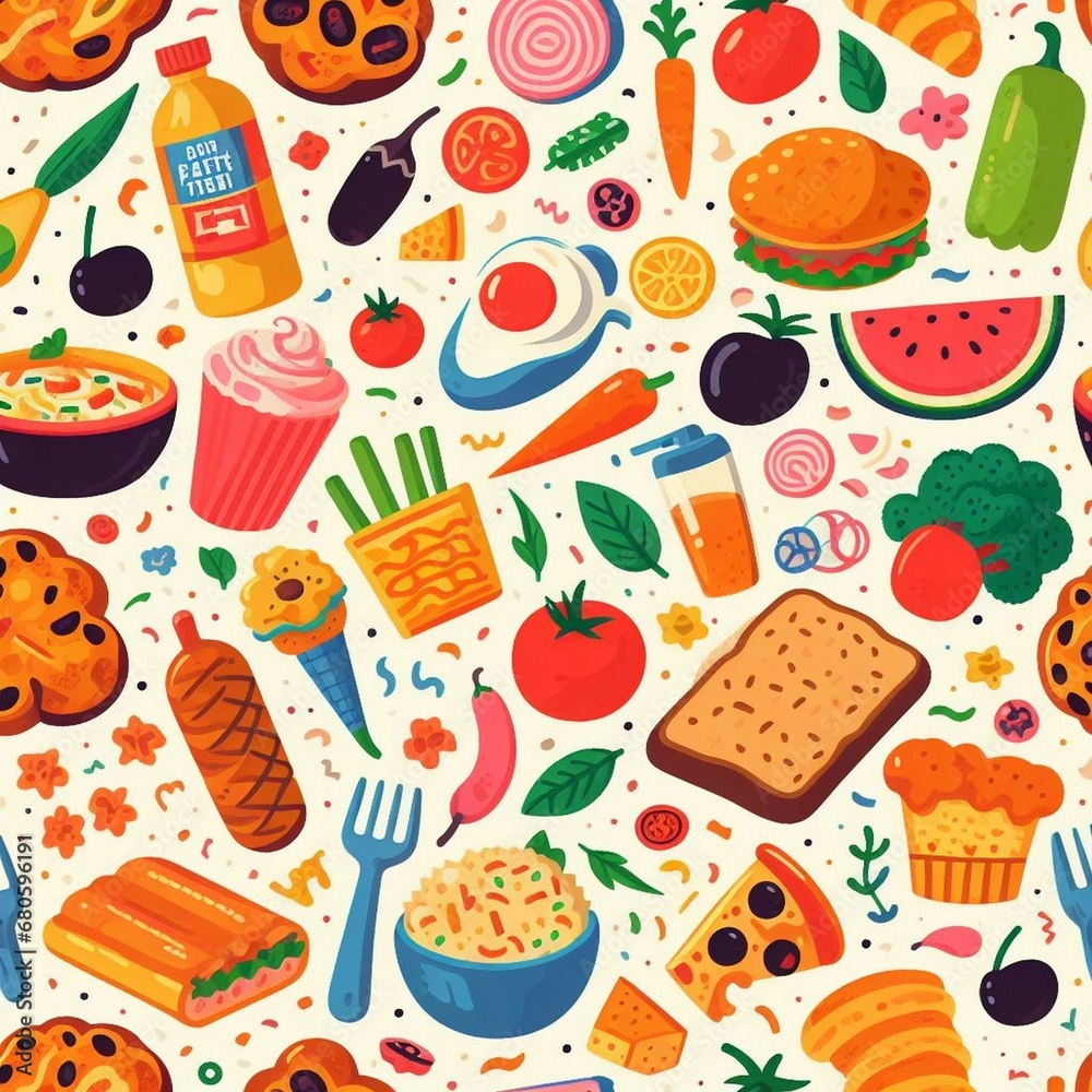 seamless food pattern background illustration.natural organic healthy fresh vegetable fruit tomatoes icon doodle wallpaper.eatery vegetarian vegan ingredient green nature texture vector design. seamless food pattern background illustration.natural organic healthy fresh vegetable fruit tomatoes icon doodle wallpaper.eatery vegetarian vegan ingredient green nature texture vector design.