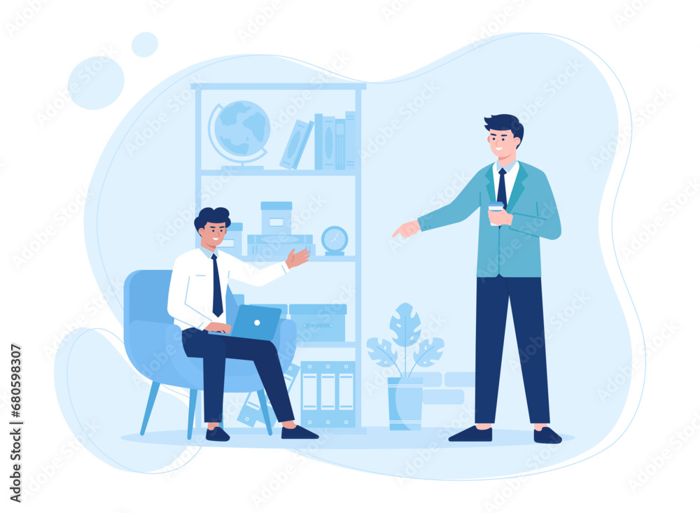 Men work as a team concept flat illustration Men work as a team concept flat illustration