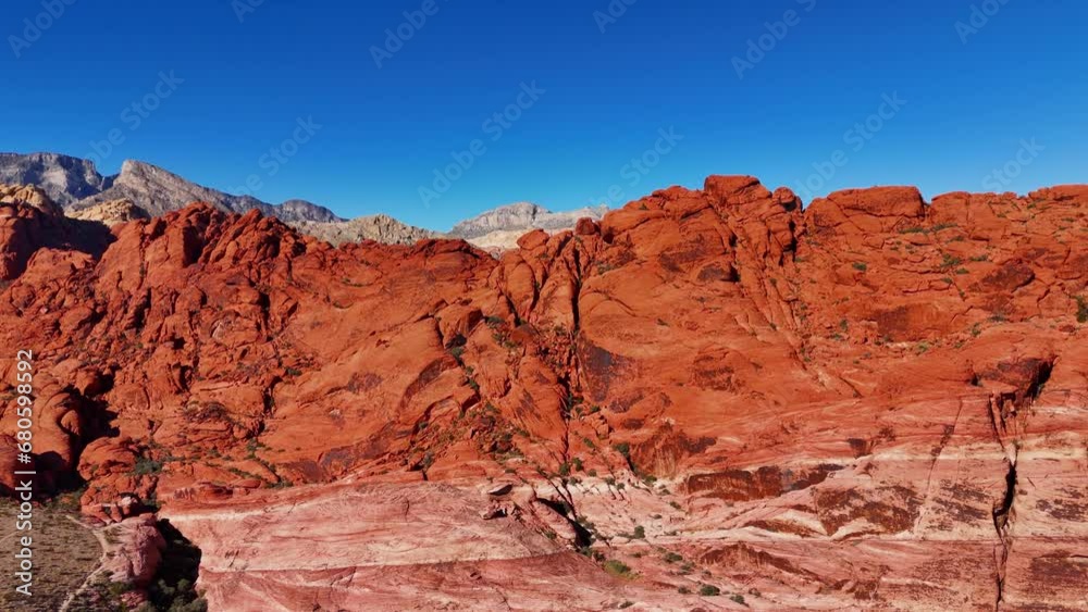 The famous red rocks and beige sandstones at red Rock Canyon - aerial photography The famous red rocks and beige sandstones at red Rock Canyon - aerial photography