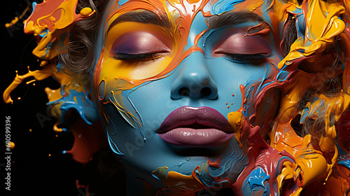 woman face with a paint splash on 
