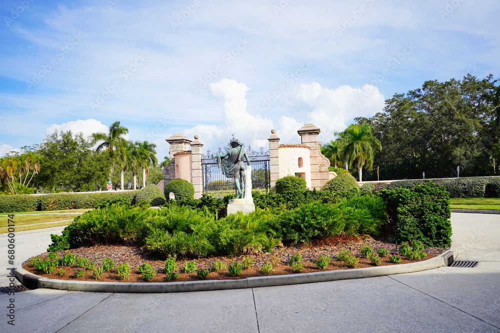 Sarasota, FL, USA - 11 12 2023: The landscape of Ringling museum in Florida	
