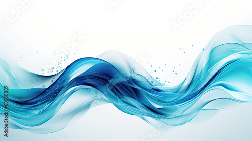 water splash isolated on white background, ocean water wave copy space for text. wave for pool party or ocean beach travel. Web banner, backdrop, background.Blue water swirl splash with little bubbles