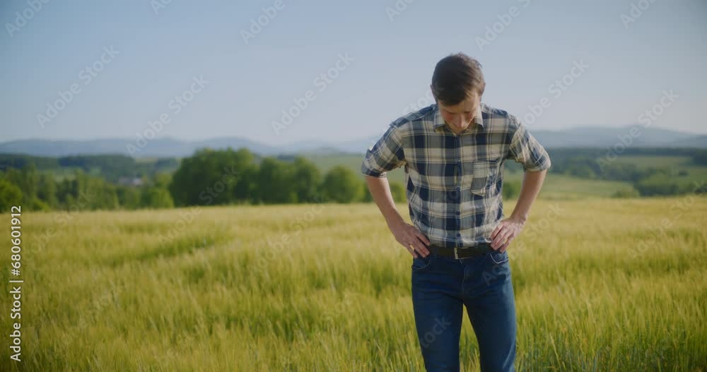 Sad Farmer In Field Sad Farmer In Field