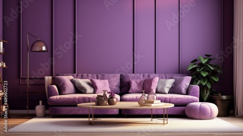 purple sofa in a room generated by AI 