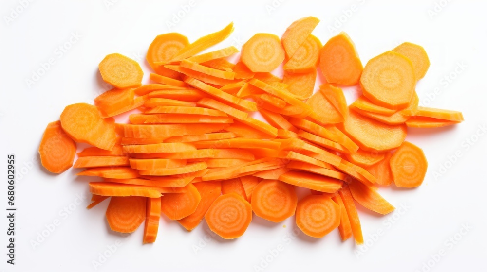 sliced carrots on white background. sliced carrots on white background.